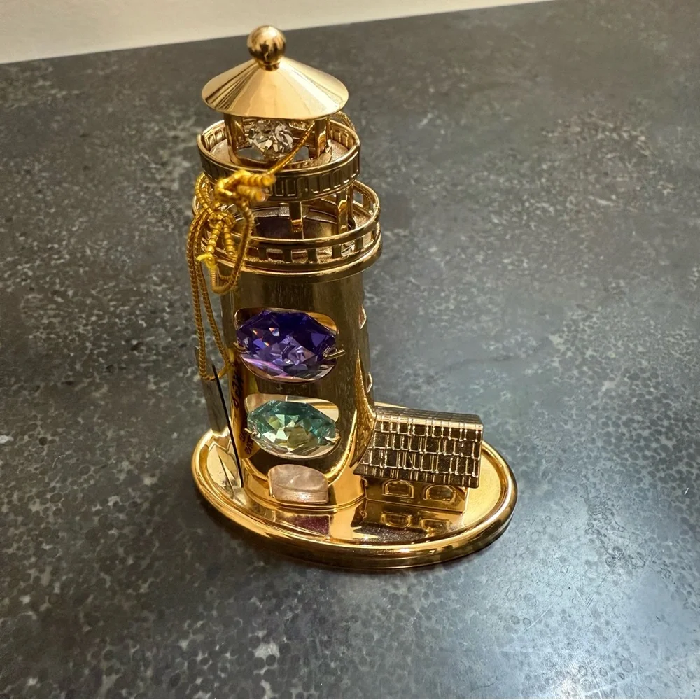 Crystal Temptations Gold Lighthouse Figurine with Crystals 24k plated - Picture 11 of 11